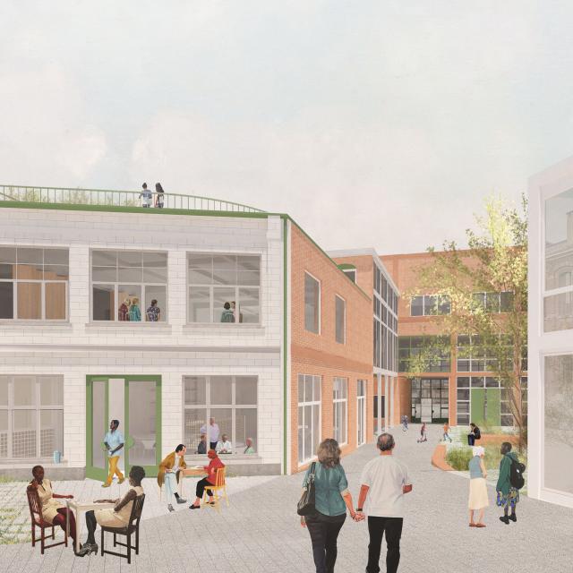 Vue extérieure du projet depuis la cour centrale