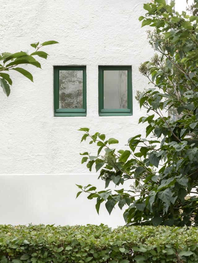 Photo zoomé sur deux fenêtres en façade latérale 