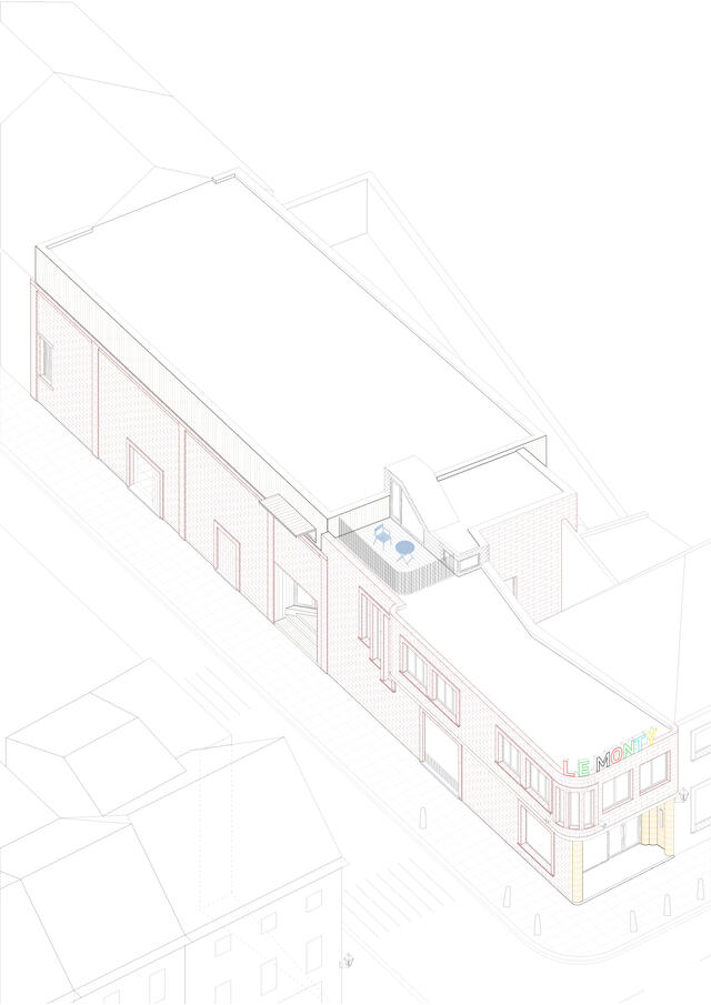 Axonométrie de l'extérieur du projet 