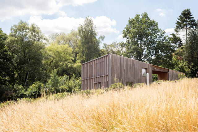 Photo depuis le bas du terrain vers vers les façades sud et est 