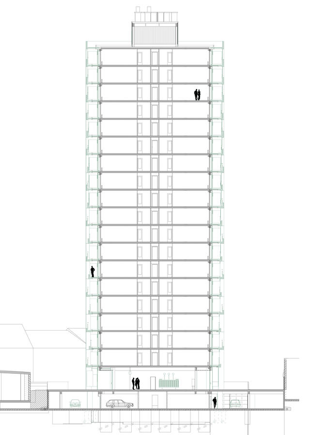 Goujons - Coupe transversale - Situation projetée