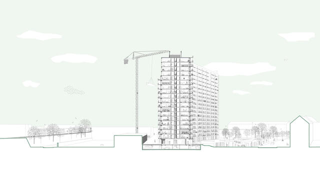 Coupe perspective du chantier