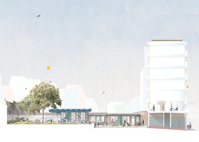 Dessin en coupe du jardin