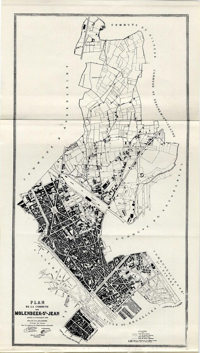 Carte hsitorique de la commune de Molenbeek-St-Jean. 1911