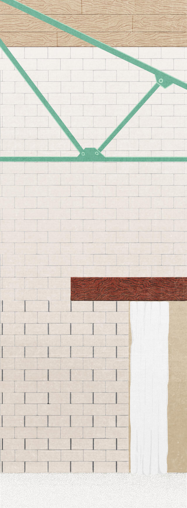 Zoom sur la façade intérieure -côté halle 