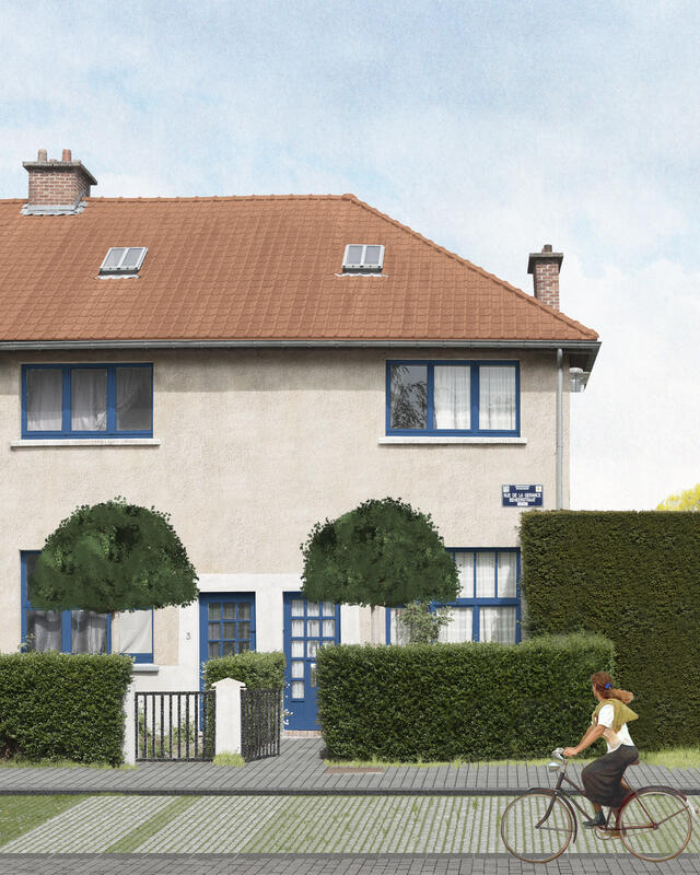 Vue extérieure d'une typologie rénovée rue de la Gérance