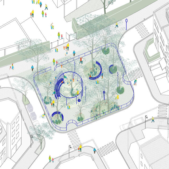 Axonométrie place Ruelens projetée